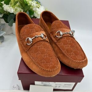 Men’s Gucci GUCCISIMA suede monogram loafers size 10 fits 11 US made in Italy
